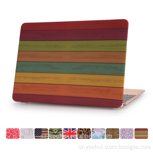 Manufactory Luxury Ultra Slim Leopard Camouflage Wood UK US Flag Heart Designer Hard Cover Case for Macbook 12.1" with Retina